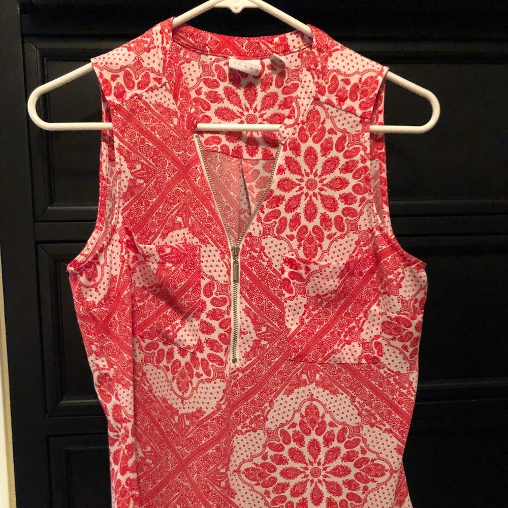 Red and White half zip tank -- like new condition!